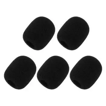 5pcs Black Foam Microphone Windscreens High-Density Covers for Headset and Lapel Mics