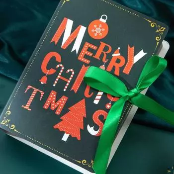 5Pcs Book Shape Merry Christmas Candy Boxes Bags Xmas Santa Claus Gift Box Party Decoration Supplies Christmas Cookie Box New 3.14x1.77x4.72inch