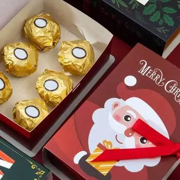 5Pcs Book Shape Merry Christmas Candy Boxes Bags Christmas Santa Claus Gift Box Party Decoration Supplies Christmas Cookie Box 8x4.5x12cm