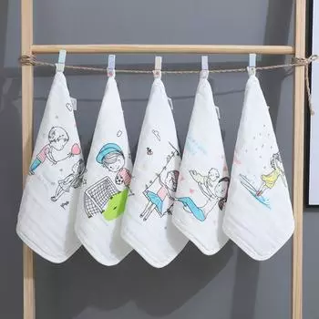 5PCS Burp Cloth Baby Gauze Towels Face Wipes Cartoon Infan Washcloth Travel Trip Essential Style B