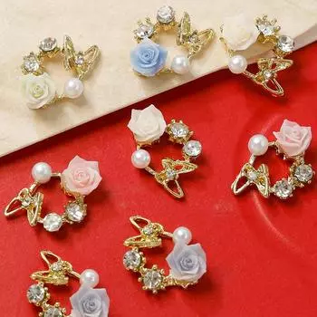 5 шт. бабочка венок роза для ногтей алмазный сплав девушка подвеска для ногтей украшения для ногтей аксессуары стереоскопические энтузиасты нейл-арта