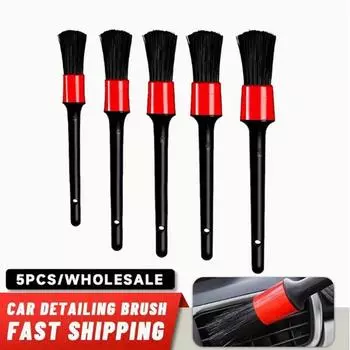 5pcs Car Cleaning Brush Kit Automotive Detail Brushes For Car Interior Detailing Brush Set Wheel Rims Clean Brush Plastic
