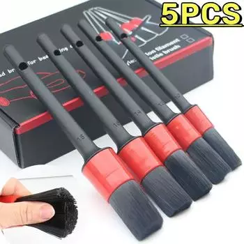 5PCS Car Cleaning Brush Kit Automotive Detail Brushes For Car Interior Detailing Brush Set Wheel Rims Clean Brush Plastic чёрный
