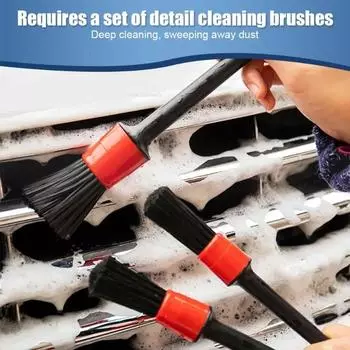 5PCs car detailing cleaner brush soft cleaning kit for car wheels tire interior exterior leather air vent dust removal brusher