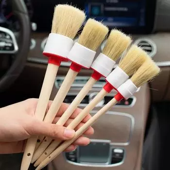 5Pcs Car Exterior Interior Detail Brush Boar Hair Bristle Brushes for Car Cleaning Auto Detail Tools Dashboard Cleaning Brush