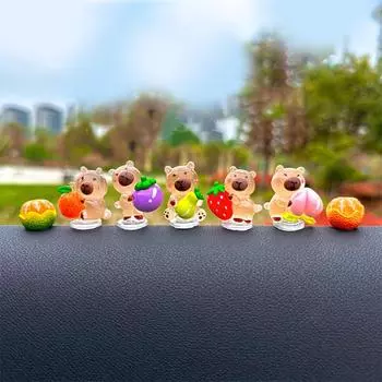 5Pcs Cartoon Fashion Capybara Car Interior Dashboard Doll Ornaments Cute Creative Capybara Car Decoration Accessories Gifts