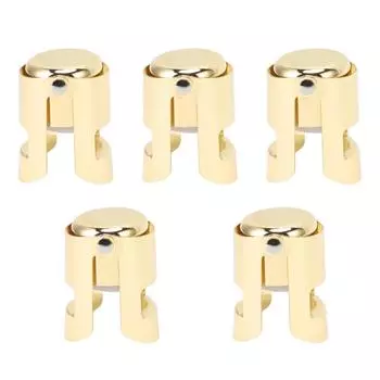 5Pcs Champagne Bottle Stopper Stainless Steel Champagne Sealer Plug Reusable Wine Saver for Wine