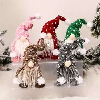 5pcs Christmas Gnome Decorations Faceless Plush Elf Dolls with Knitted Hats, Perfect for Holiday Home Party Decor