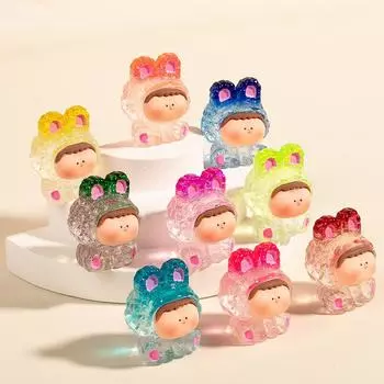 5Pcs Cute Transparent Gradient Lilith Diy Car Small Ornaments Dollhouse Pendant Table Decorations Accessories