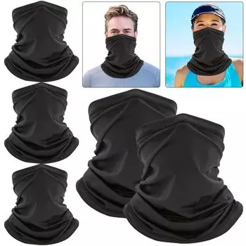 5Pcs Cycling Pure Face Cover Riding Sunscreen Scarf Outdoor (Black)