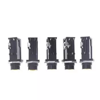 5Pcs Diy 6.35/6.5Mm Jack Gold Plated 4P Stereo Dual Channel Microphone Socket Chassis Audio Adapter Nut Straight Jack Connector