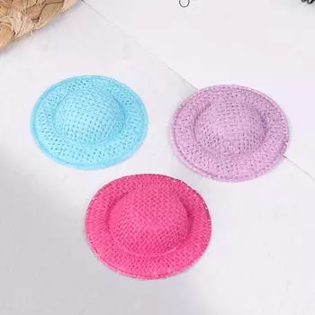 5Pcs Dollhouse Hand Weaved Straw Hat Doll Mini Colorful Hat Dollhouse Decoration Accessories For Kid Pretend Play Toys кофейный