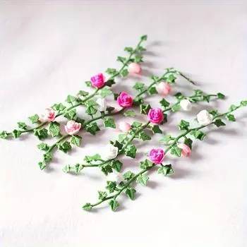 5pcs Dollhouse Miniature Garden Scene with Flower Vines Perfect for DIY Crafts Model Decorations and Creative Projects Realistic