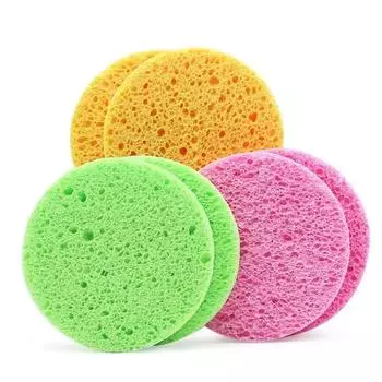 5 шт., круглый инструмент для снятия макияжа с лица, натуральная древесная целлюлозная губка, целлюлозная компрессная косметическая спонж для умывания лица