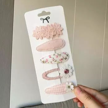 5Pcs Fashion Sweet Print BB Clips Simple Multicolor Barrette Hairpin Girls