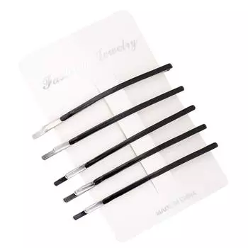 5Pcs Fashion Women Alloy Hair Clip Hairpin Bobby Pin Barrette (Silver Black, Long)