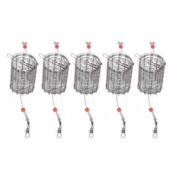 5Pcs Fishing Bait Cages Lure Cage Stainless Steel Fishing Trap Basket Feeder Holder M
