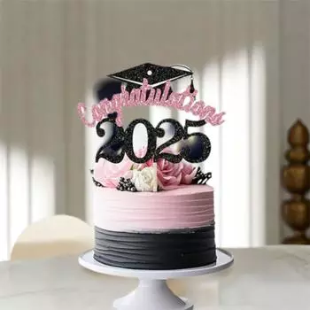 5pcs Funny Congratulations Cake Card Graduation Cupcake Toppers For High School/University/Senior розовый