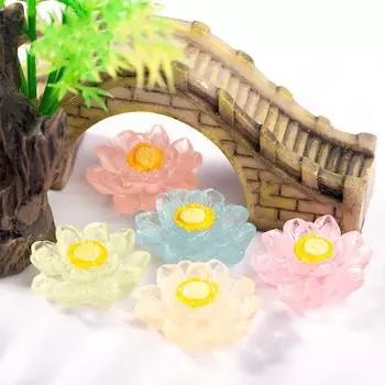 5pcs Glow in Dark Mini Luminous Lotus Realistic Micro Landscape Decoration Jewelry Make фиолетовый