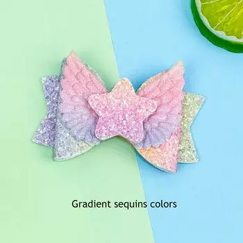 5pcs Gradient Glitter Hair Bows with Clips For Kids Girls 3inch Sparkly Bows Hair Clips Barrettes Headwear Baby Hair Acesssories