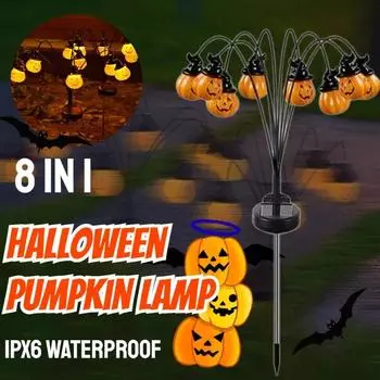 5pcs Halloween Solar Pumpkin Pathway Lamp Scary Pathway Markers Lights Festival Theme Waterproof Outdoor Holiday Party Supplies 6LED-1PCS