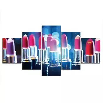 5Pcs Lipstick Cosmetics Beauty Modern Pictures Canvas Paintings Home Decor 5 Panel Room Decor Abstract Wall Art No Framed 20x35 20x45 20x55cm