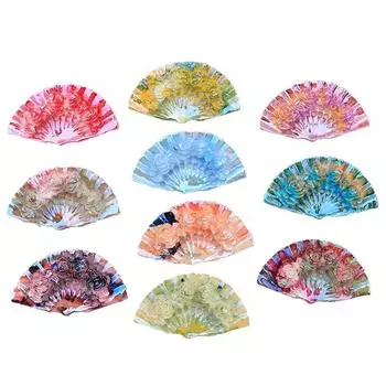 5Pcs/lot Mabei Fan Hairpin Oil Painting Colored Jewelry Making Accessories DIY Resin Patches New Mobile Phone Case Glittery 5.1*3cm