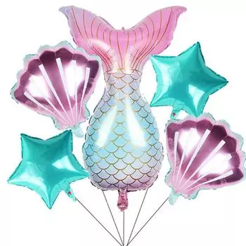 5pcs/lot Mermaid Tail Balloon Mermaid Theme Birthday Party Decoration Under The Sea Theme Party Baby Shower Favors Air Globos Other