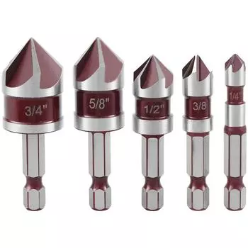 5Pcs M35 Cobalt Drill Bits Set Precsie Hex Shank Countersink Drill Bit Kit with 82° Tip Multifunctional M35 Cobalt Countersunk