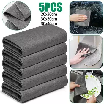 5Pcs Magic Cleaning Cloths Reusable Microfiber Washing Rags Microfiber Glass Clean Towel Washable Lint-free Cleaning Rags