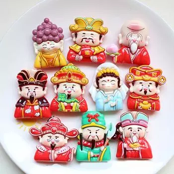 5Pcs Mini Year God Of Wealth Figurines Micro Landscape Ornament Car Interior Accessories Decor Diy Headwear Accessories бежевый