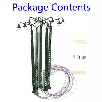 5pcs Model Railway Lamp Lattice Mast Light HO 1:87 Scale LED Street Light Train Layout Toy For Home Garden Decor Craft Miniature
