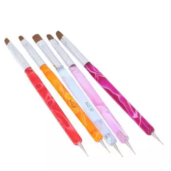 5 шт. кисточек для дизайна ногтей, двухсторонние кисти для рисования ногтей, набор для домашних маникюрных салонов