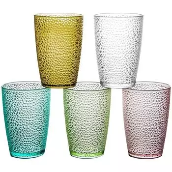 5Pcs New Acrylic Drop-proof Cups Set Home Colored Beer Mug Stackable Restaurant Drinks Juice Cup for Party 200-380ml