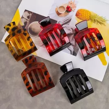 5pcs new matte square hair clip with a high-end sense, creative ponytail shark clip, fashionable and simple hair clip for women