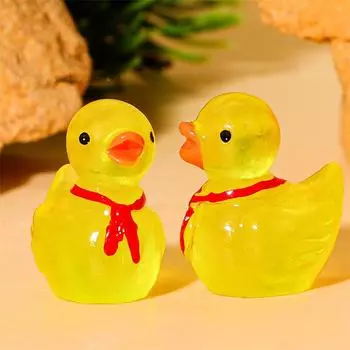 5Pcs Noctilucent Mini Little Yellow Duck Series Resin Accessories Micro Landscape Home Decor Cartoon 3D Ornament Car Decorations