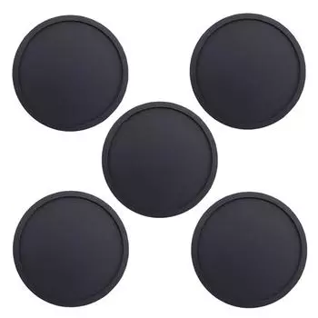 5Pcs Non-slip Silicone Drinking Coaster Set Holder Cup Coaster Mat Set Round Coffeee Cup Mat Set Black Tabletop For Home Kitchen