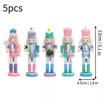 5pcs Nutcracker Wooden Soldier Puppet Figurine Home Tabletop Decor Xmas Gift