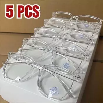 5pcs Oversized Plain Glass Spectacles for Men Women Transparent Square Blue Light Blocking Computer Glasses Fashion Accessories черный белый