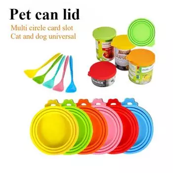 5PCS Pet food can with silicone lid, reusable 3-in-1 dog and cat storage can circular sealed lid suitable for various can lids
