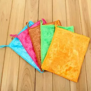 5pcs Plush Microfiber Cloth Home Cleaning Towels Thick Absorbent Kitchen Dishcloths Bathroom Cleaning Rag Household Scouring Pad