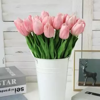 5PCS Pu Mini Tulip Simulation Flower Wedding Party Celebration Home Decoration Plant Artificial Flowers Ins Style белый