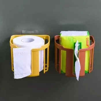 5Pcs Punch-Free Toilet Paper Shelf Bathroom Kitchen Tissue Box Wall-Mounted Sticky Paper Storage Toilet Paper Holder Roll Paper