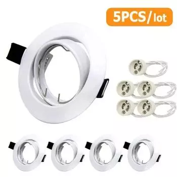 5pcs Recessed LED Ceiling Light Fitting Round Adjustable Frame Bulb Fixture Downlight Holder