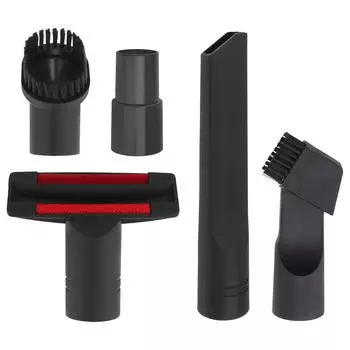 5pcs Reusable Vacuum Nozzle Set Heavy Duty T Shape Flat Round Brush 35mm Universal Fit Sofa Household Cleaning Kit