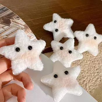 5pcs Roasted Cute Furry Star Hair Clip for Women Caramel Five-pointed Star Side Bangs Fragments Clips Hair Pins Ornaments