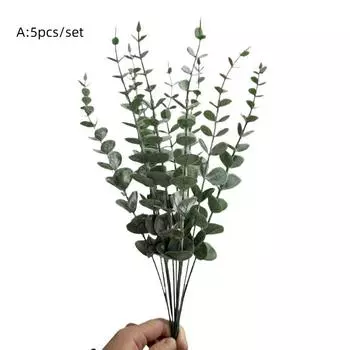 5Pcs/Set Artificial Flowers Plant Bridal Bouquet Wedding Wreath Dining Table Center Home Room Party Decor