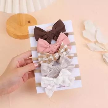 5Pcs/Set Baby Bows Headband Nylon Headbands Cotton Hair Bands for Children Girls Soft Hairband Newborn Hair Accessories Toddler