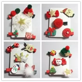 5Pcs / Set Children Hair Clips Christmas Girl Crown Tiara Hairpin Hairclips 1