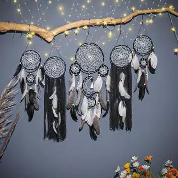 5Pcs/Set Feather Dream Catcher Home Office Living Room Bedroom Wall Art Bohemian